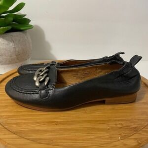 Sofft Kadyn Black Leather Chain Loafers Preppy Slip-On Comfort Shoes Women's 6